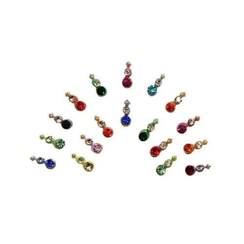 Stone Multicolor Fancy Velvet Bindi For Parlour Personal Occasion