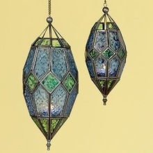 Metal Glass Hanging Moroccan Lantern, for Home Decoration