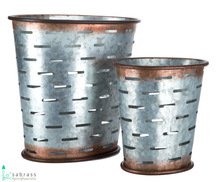 Metal Galvanized Storage Basket Iron Indoor -Outdoor Set