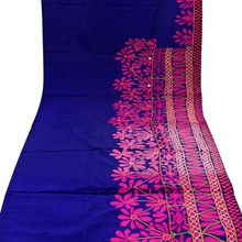 Ethnic crafts rabari handmade saree fabric, Color : Blue