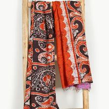 Vintage kantha quilt shawl silk stole, Color : Black
