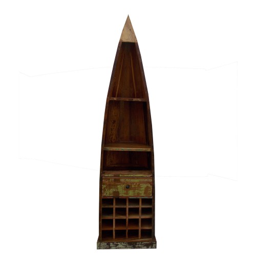 Reclaimed Wood Wine Celler Boat, Dimension (LxWxH) : 51x38x203