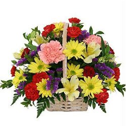 Fabulous Seasonal Blossoms Arrangement in a Basket