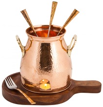 Copper Table Tandoor with Wooden Base