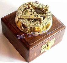 Solid Brass Pocket Sundial Compass