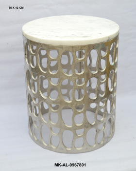 Metal Marble Top Stool