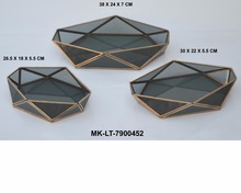 Metal AND Glass Vanity Tray, Size : 30 cm Length