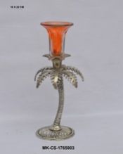 Metal Candle Holder With Glass Lite