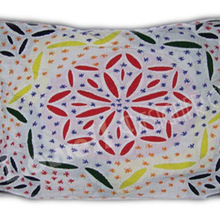 Linen / Cotton APPLIQUE WORK CUSHION COVER, for Car, Chair, Decorative, Seat, Pattern : Embroidered