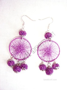 Cotton Bead earring, Color : pink