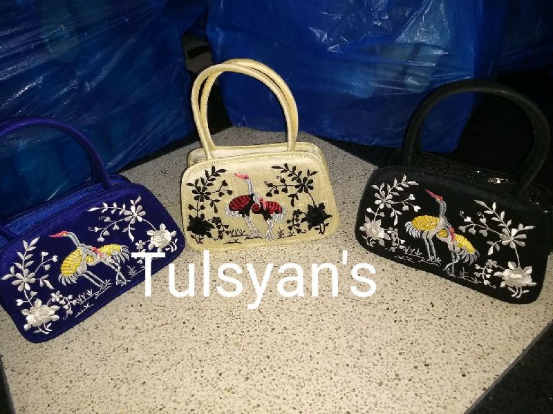 Embroidered Ladies triple zipper bags