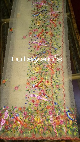 Hand embroidered Dupatta on net