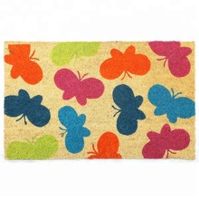 Multicolor Butterfly Print 100% Coir Flooring Doormat