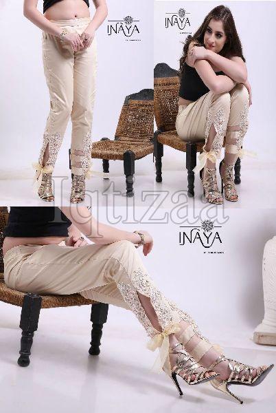 Latest designer stretchable Party Wear Tissue Organza Embroidery Golden  Women's Pant or Trosuer in Best Price