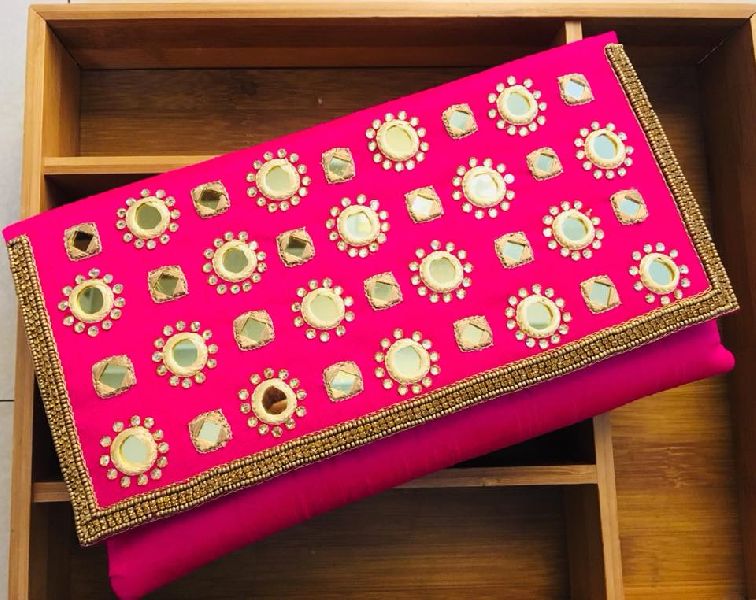 Designer Embroidered Clutches, Color : Pink