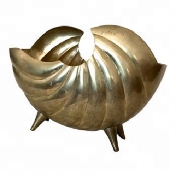 Polish Metal Brass Seashell Footed Planter