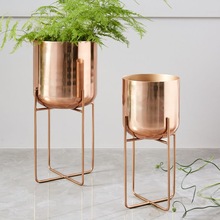 Decorative Gold Planter and Stand, Color : Galvanized