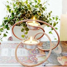 Metal wire Candle holder, Color : Gold