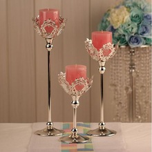 Metal Wedding Crystal Candle Holder, for Home Decoration, Color : Silver