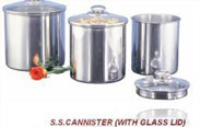 STAINLESS STEEL GLASSTOP CANNISTERS