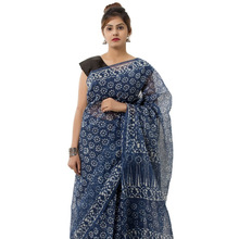 cotton blue floral saree