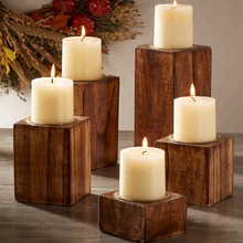 Paraffin Wax Wooden Candle Pillar Stand, for Home Decoration, Color : Natural