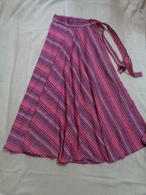 LAXMANS cotton stripes long skirts, Technics : Printed