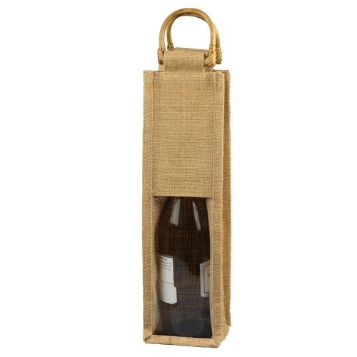 Jute Wine Bottle Holder Bag, Color : Beige