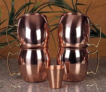 copper barrel mug with brass handle