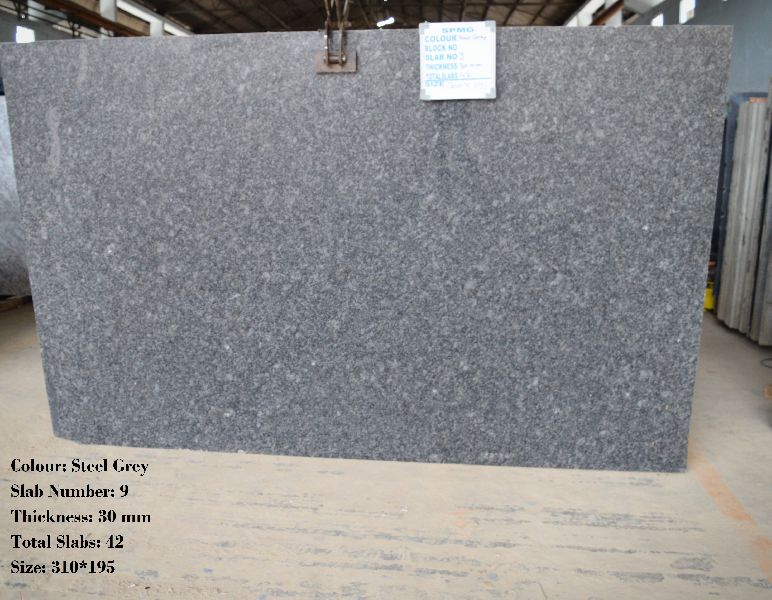 Polished Steel Grey Granite Slabs, Size : 2 Cm, 3 Cm