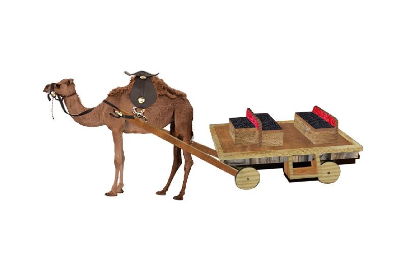 Multicolor Decorative Camel Cart Statue