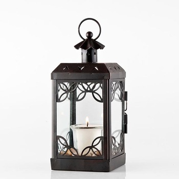 black metal hanging lantern