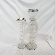 Decorative glass candle stand, Color : Clear  