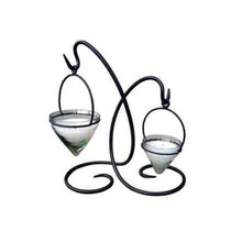 Wrought Iron Candle Holder, Color : Black