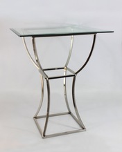 Iron Console Table with Glass Top, Color : Nickle Plated