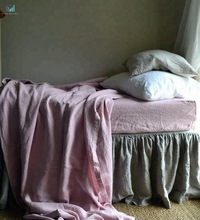 Linen Blush pink Bed Cover, Size : Queen/King