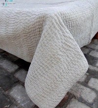 Cotton Grey quilted bedspread, Technics : Handmade