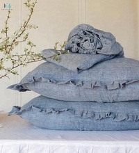 Linen/Cotton ruffles linen pillows, Technics : Handmade