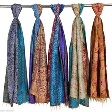 Embroidered Silk Scarves, Size : 36 x 72 inch Approx