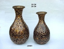 Brown Glass mosaic Iron vase