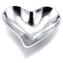 Metal Heart Shaped Silver Bowl