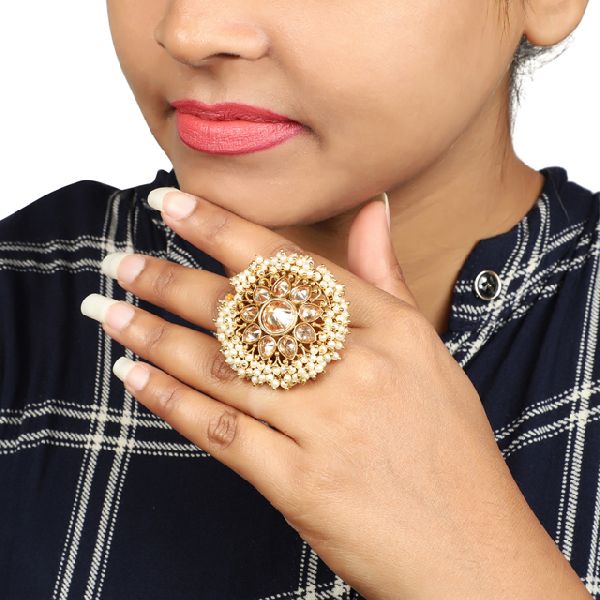 Gold Plated Party wear Polki Ring