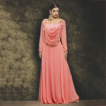 Georgette Party Wear Hand Work Gown, Technics : Garment Dyed