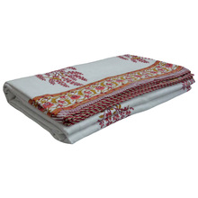 Cotton hand block printed blanket, Size : Queen