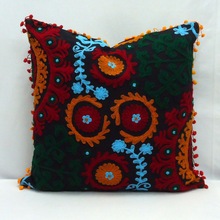 Roopantaran 100% Cotton Embroidered Suzani Cushions, Feature : HAND BLOCK PRINTED