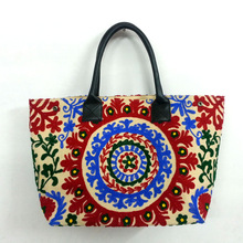 100% Cotton Suzani Fabric Shopping Bag, for Fashion