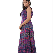 Elephant Mandala 100% Cotton art deco style gown, Occasion : Casual