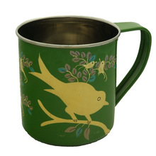 bird floral hand painted coffee water mug