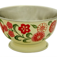 Handicraft-palace Stainless Steel floral bowl, Color : Cream