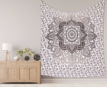 Handicraft-Palace Printed 100% Cotton Handmade Ombre Mandala Tapestry, Color : Grey